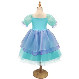 TYHTYM Dress for Kids, Princess Dress, Ariel, Dress, The Little Mermaid Style Dress, Hair Band, 2 Piece Set, Blue, One Piece Dress, Cosplay, Kids Costume, Events, Stage Costume, Disguise, Performance, Perfect for School Recitals, Cultural Festivals, Chri