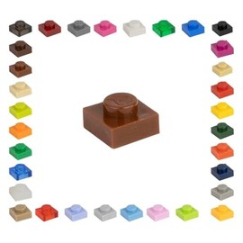 CMC imports 100 Clamping Blocks, Building Blocks, 1 x 1 Nubs, Tiles, Tiles, Mosaic Nubs, Compatible, Free Selection, 34 Colours (090 - Brown)