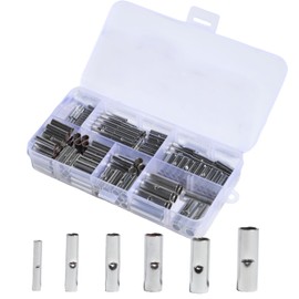 shengbowi Non-Insulated Butt Connector Kit AWG24-8 Electrical Crimping Wire Butt Splice Uninsulated Wiring Terminals