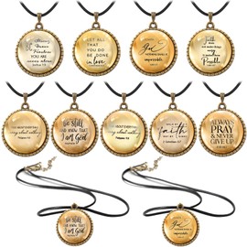 Wavwavw 36 Pcs Easter Bible Verse Necklace Christian Prayer Necklace Bulk Scripture Holy Pendant with 18 Inch Chain Inspirational Religious Jewelry Spiritual Church Gift for Mother Day Women(Vintage)