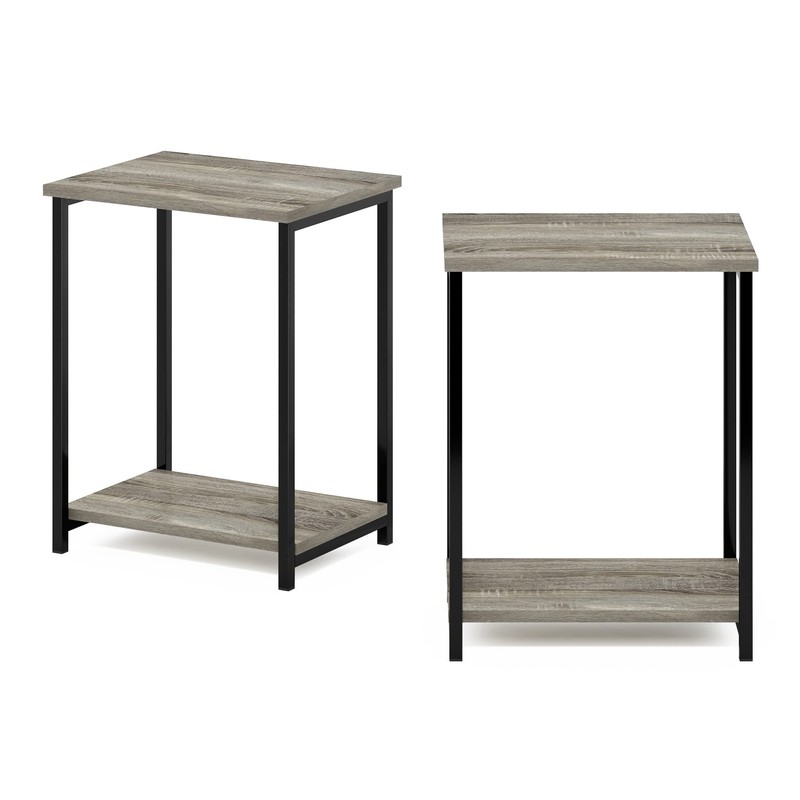 Furinno Simplistic Metal Frame End Table, 2-Pack, French Oak