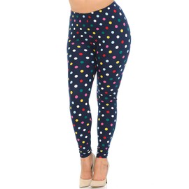 Plus Size - Buttery Soft Colorful Polka Dot Print Leggings