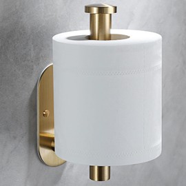 YIGII Soporte calcomanía para papel higiénico – Soporte para rollo de papel higiénico de latón cepillado en la pared para baño, acero inoxidable SUS 304