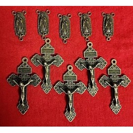 LOT OF 10 Cross Stainless Steel  Catholic Jesus Crucifix & ROSARY centerpiece