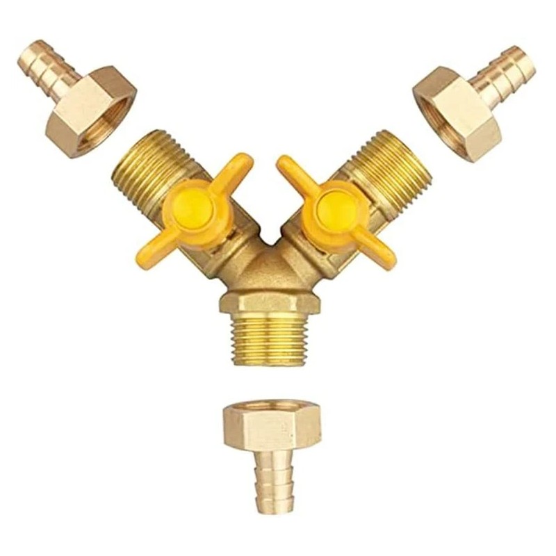 Hardwareeeer 3/4" Hose Barb Brass 3 Way Shut Off Valve
