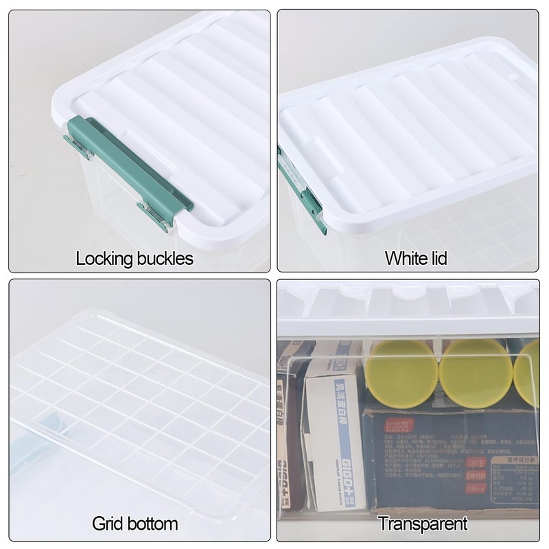 Doryh 20 Quart Clear Storage Box, Plastic Latching Bins with