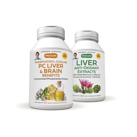 ANDREW LESSMAN PC Liver and Brain Benefits + Liver Anti-Oxidant Extracts Kit: 270 Capsules(180sg+90cp) - Phosphatidyl Choline, Milk Thistle, Artichoke, Curcumin.