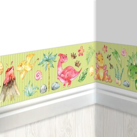 Papierdrachen Children's Border Dinosaur Wallpaper for Children, Embellishment of Walls and Theme Rooms, Wall Decoration for Boys and Girls, Set of 4
