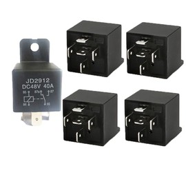 Car Relay 48V 40A SPST 5 Pin Car High Power Switch Starter with Black Waterproof Sealed Housing for Car Engines Pack of 5