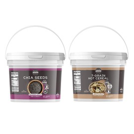 BIRCH & MEADOW 7-Grain Hot Cereal & Chia Seeds Bundle (1 Gallon Buckets), Versatile Ingredients, Oatmeal & Smoothies, Flavorful