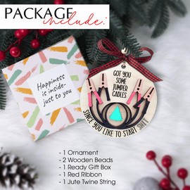 Got You Some Jumper Cables 3.5" 2 Layered Wooden Ornaments, for Friend 2024, Funny Ornaments, Funny Gifts for Friends, Catholic Gifts Women