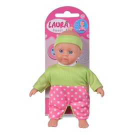 Simba 105011936 - Cute Laura, Soft Body Doll in Various Colours, 3 Assorted Designs, Only One Item Delivered, 15 cm, Baby Doll from 12 Months