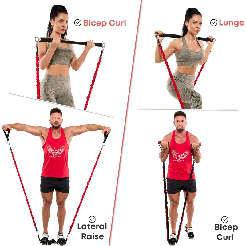 Full Workout Resistance Bar for Exercise, Squat, Biceps, Triceps, Shoulders,