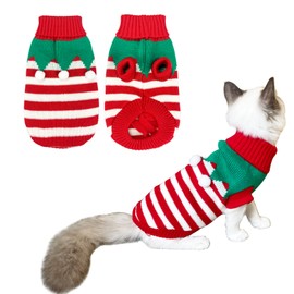 CooShou Dog Christmas Sweater Pet Winter Knitwear Xmas Elf Costume Clothes Coats Sweater for Kitty Puppy Cat M
