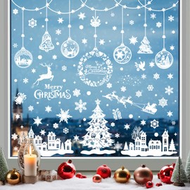 Christmas Decoration Window Decoration Christmas Children's Room Santa Claus Window Decoration Winter Snowflakes PVC Sticker Window Pictures Christmas Reusable