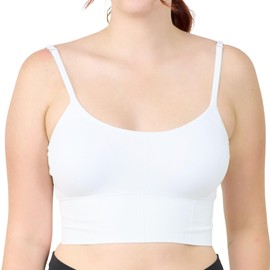 Coobie Women's Seamless Half Cami Low Back Bra Full Coverage T-Shirt Bra,White,One Size