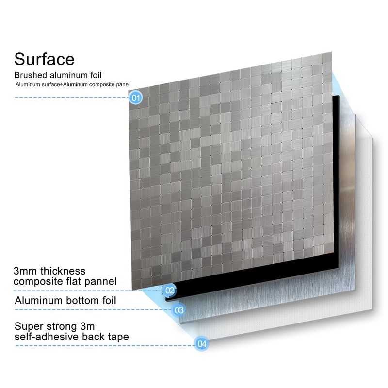 XUANINY Self-Adhesive Metal Backsplash, Peel and Stick Tile for Kitchen