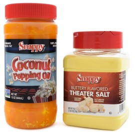SNAPPY Aceite de coco para palomitas Snappy Pure Colored, 15 oz, sal para palomitas de maíz con sabor a mantequilla, 19 oz