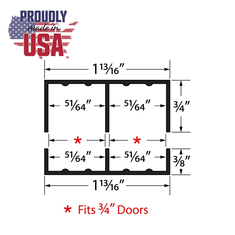 3/4" Panel Sliding Door Track - 48" Black Plastic Upper