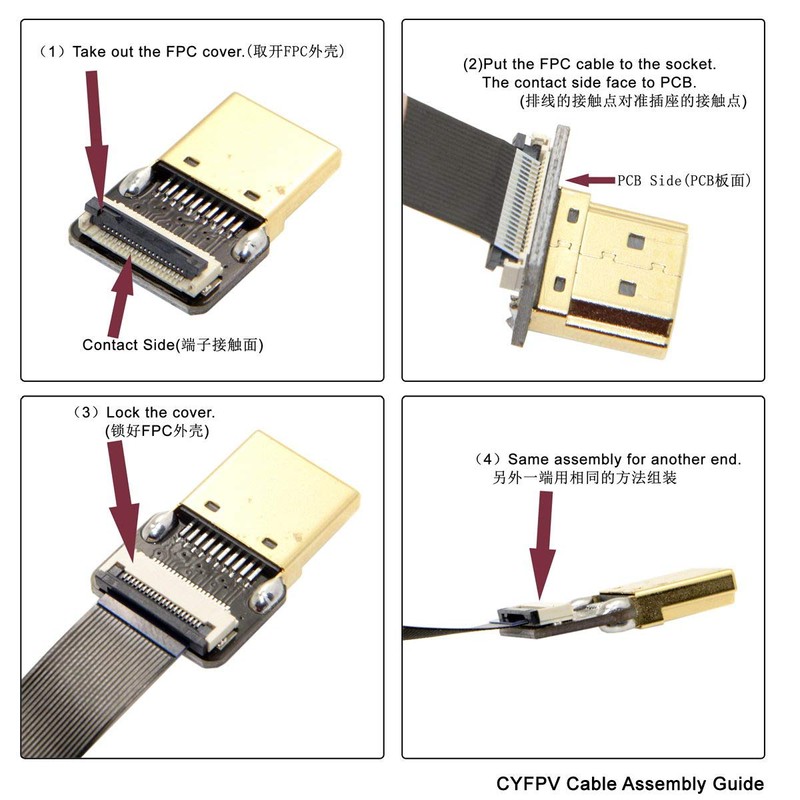 chenyang FPC 20 Pin HDMI Flat Connector 90 Degree Right