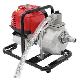 Fenjidrop 1" Transfer Pump, 4-Stroke 38cc Gas Powered Water Pump, 1.2KW Irrigation Water Pump with 35.66GPM Flow, 98ft Max Lift for Irrigation, Pool, Fire & Trash Water
