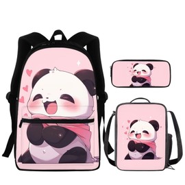 Zanxiantu Girls School Backpacks for Kids Teens Cute Panda 3-In-1 Preschool Backpacks with Lunch Box Pencil Case Kindergarten Rucksack