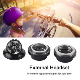WGFOIP Bicycle Bearing Headset, Aluminum Alloy 34mm Bicycle Bike Headset for 28.6mm Straight Steerer Fork Bearing(Black)