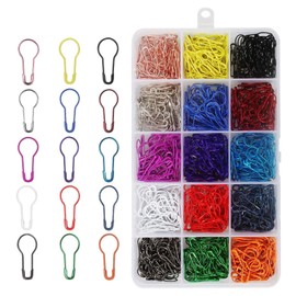 750 PCS Colored Bulb Safety Pins Bulk Metal Pear Shaped Pins Knitting Stitch Markers for Clothes Sewing Making with Storage Box (15 Assorted Colors)