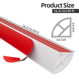 KNEELISA 16.4ft/5m Flexible Peel and Stick Quarter Round Molding Trim for Walls,Bendable 1/4 Round Rubber Floor Shoe Molding,Crown Moulding Ceiling Border Trim,Double Adhesive Caulk Strip,White