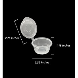 MIUPOO Round Sauce Cups, Plastic Sauce Cups, Transparent Sauce Cups, With Hinged Cover, Can Be Used For All Types Of Sauces, Round 50 Sets, 1 Ounce