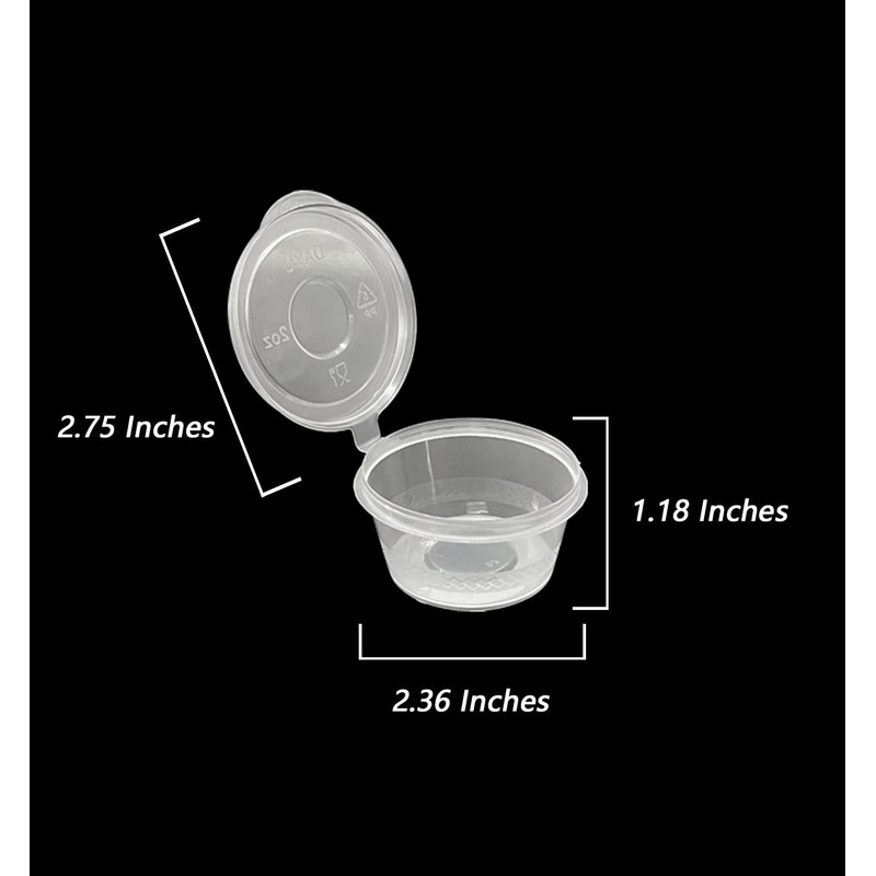MIUPOO Round Sauce Cups, Plastic Sauce Cups, Transparent Sauce Cups,