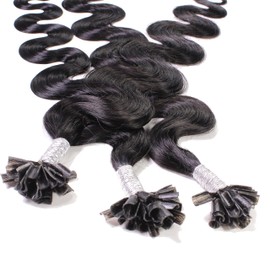 hair2heart Real Hair Bondings Wavy - 50 Strands 1 g 60 cm Natural Black