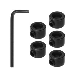 sourcing map 5pcs 5mm Drill Stop Collar Depth Stop with Hex Wrench, Anodizing Surface Black