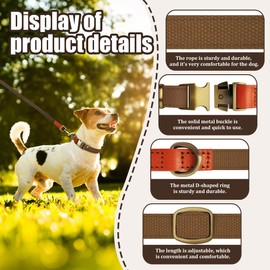 Qianruida Nylon Dog Collar and Leash Set Durable - Adjustable with a Solid Fastening, Comfortable and Durable, Ideal for Walking, Training and Outdoor Safety, Brown, XL