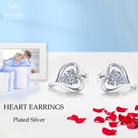 LAVUMO Earrings Silver 925 Rose Gold Women's Stud Earrings Set Gifts for Women Girlfriend Mum Best Friend Mother Grandma for Birthday Valentine's Day Christmas Jewellery Ladies, Sterling Silver, Cubic