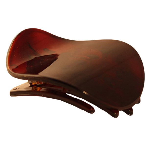 Parcelona France Onde Celluloid Tortoise Shell Side Slidein Secure Grip Hair Updo Hinge Duck Hair Claw - 2 3/4 Inch