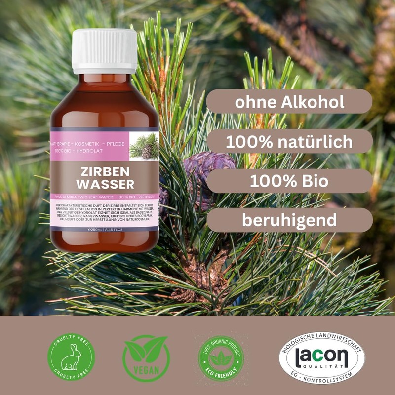 Organic Pine Water 250 ml - Pinus Cembra Twig Leaf