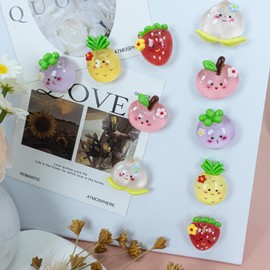 KEYDUACU 10 PCS Fruit Fridge Magnets, 3D Resin Cute Fridge Magnet,Funny Fridge Magnets, Cute 3D Food Magnet for Refrigerators, Kitchen, Girls' Locker, Office, Whiteboard, Dishwasher (Luminous)