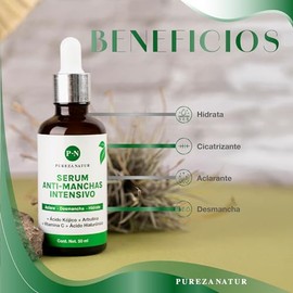 PUREZA NATUR Suero Facial aclarante intensivo para paño en cara y cuerpo + Acido Hialuronico facial + Vitamina C | Serum que Humecta y aclara la piel desvanece arrugas, manchas y repara cutis face repair skincare