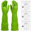 YSLON Rubber Dishwashing Glove Kitchen Cleaning Gloves 3-Pairs,Waterproof Reuseable.(Green,Small)