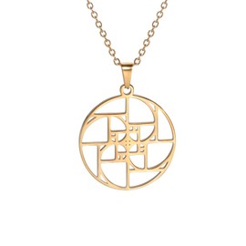 UNIFT Golden Ratio Necklaces for Women Men Stainless Steel Sacred Geometry Fibonacci Spiral Numbers Golden Ratio Pendant Necklace Science Jewelry Math Lover Architects Gifts (gold 1)