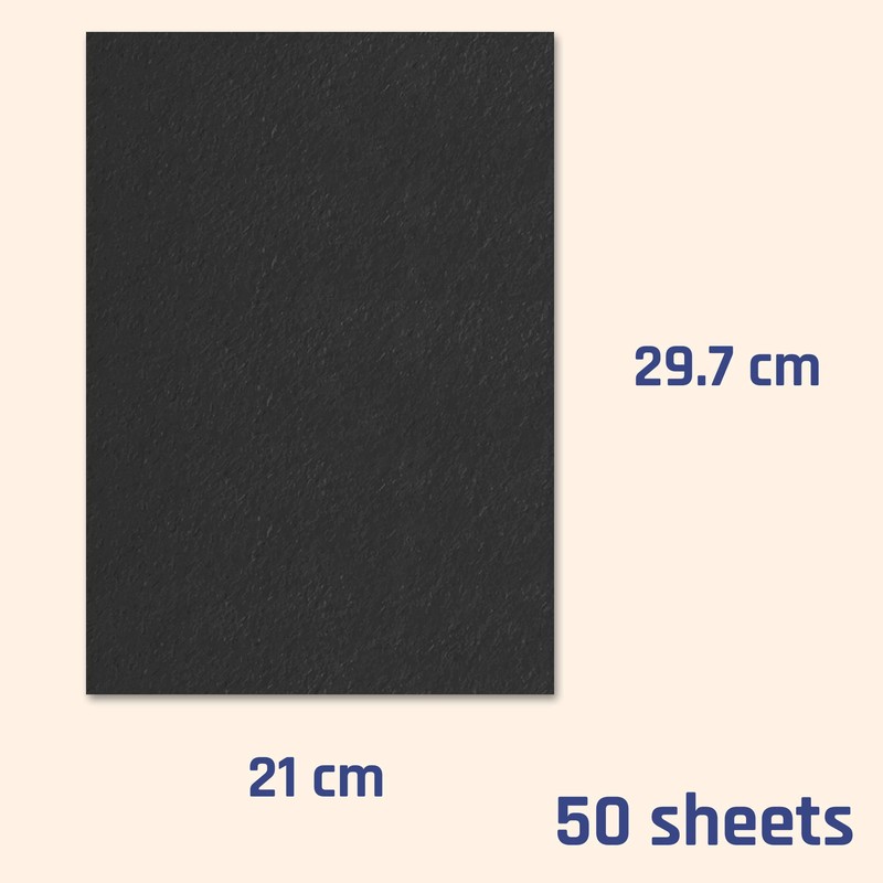 50 Sheets, A4 300gsm Card Thick Art Paper - Black
