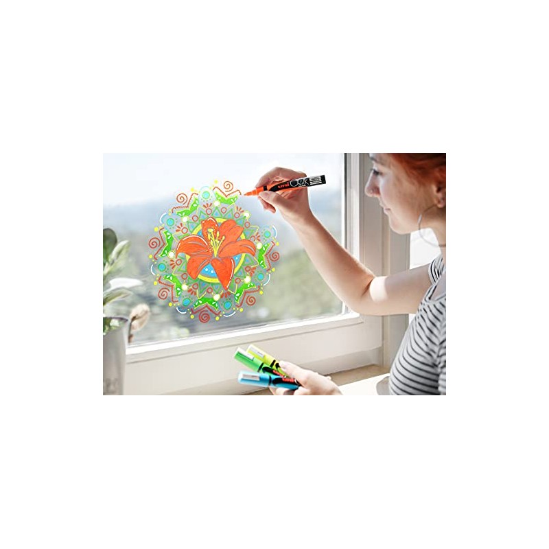 UNI CHALK PWE-8K FL PINK MARKER CHISEL TIP 8.0mm -