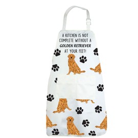 CENWA Golden Retriever Apron With Pockets Golden Retriever Gifts Adjustable Cooking Apron For Animal Dog Lovers (Golden Retriever apron)