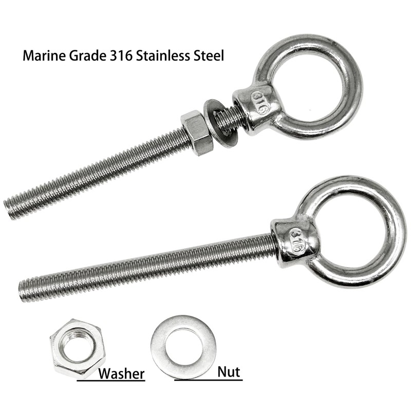 CUKAYO Eye Bolts, 5pack 3/8" X 4-3/4" Heavy Duty Shoulder