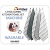 Olivia Rocco 5 Pack Striped Kitchen Tea Towels Cotton Super