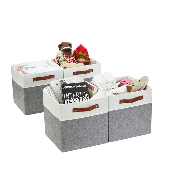 DECOMOMO Foldable Storage Bin [4-Pack] Collapsible Sturdy Cationic Fabric Storage