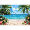 ZTHMOE Fabric 7x5ft Summer Tropical Beach Backdrop Hawaiian Island Banner