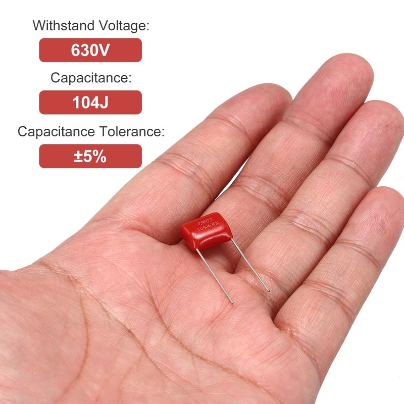 sourcing map 20Pcs CBB22 630V 104J 5% Tolerance Through Hole