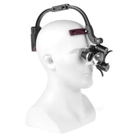 3.5X Magnification Binocular Loupes 5W LED Head Lamp Double Light Magnifying Glasses Aluminum Case (Black)